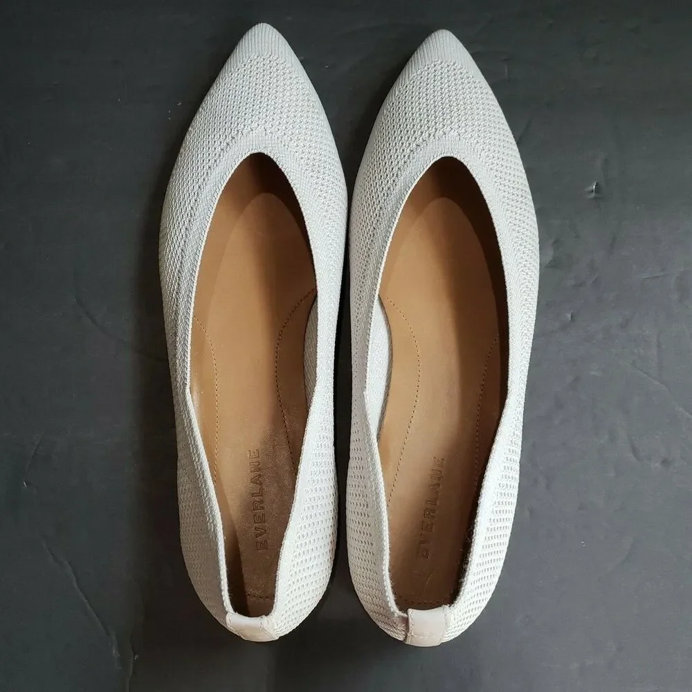 Everlane 40 Hour ReKnit Ballet Flats Womens Size 11 Light Stone Knit Pointed Toe